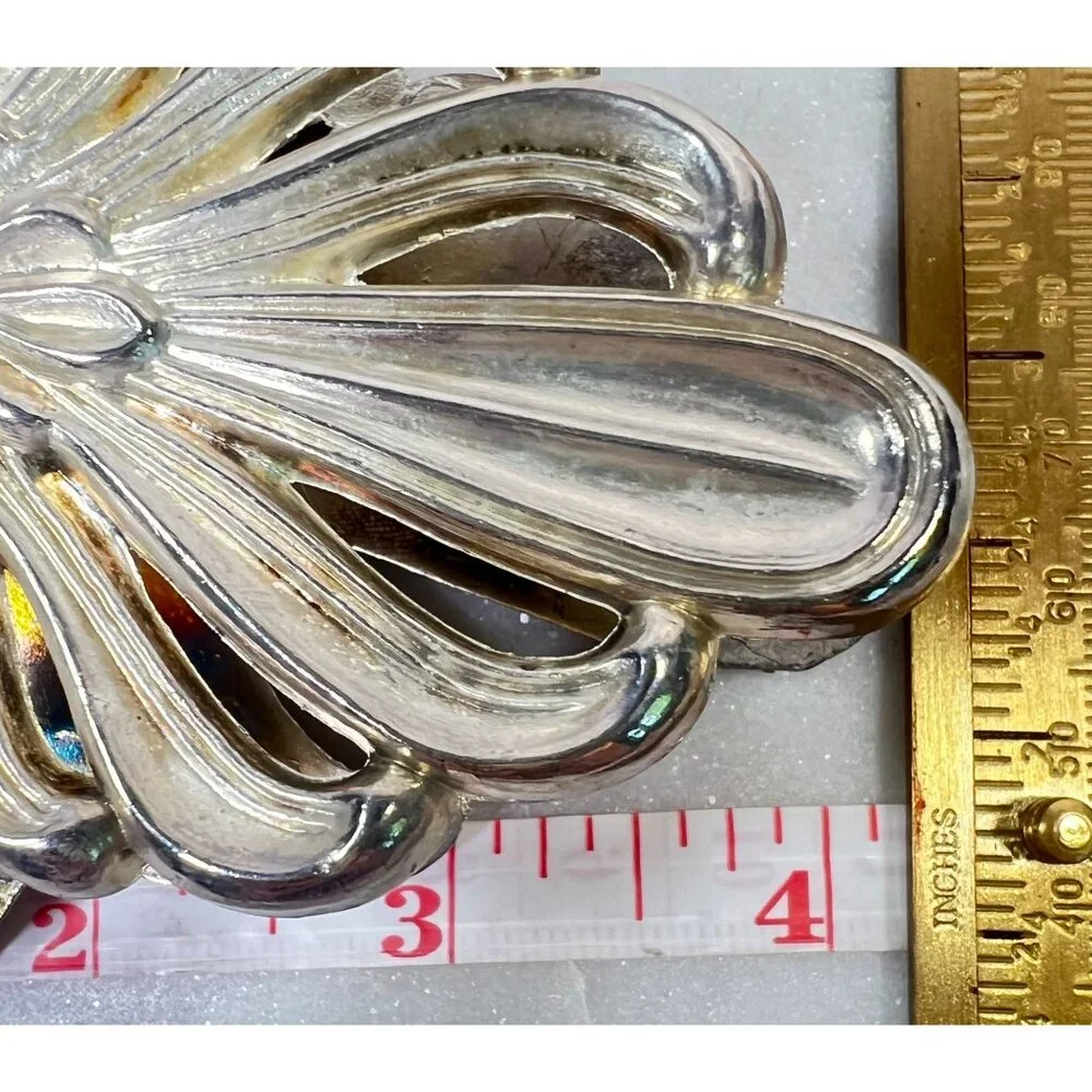 Vtg Italian Leonard Ornate Silver Plate knife‎ Rest Napkin or Mail Holder